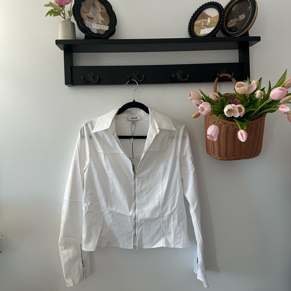 White Zip-Up Blouse